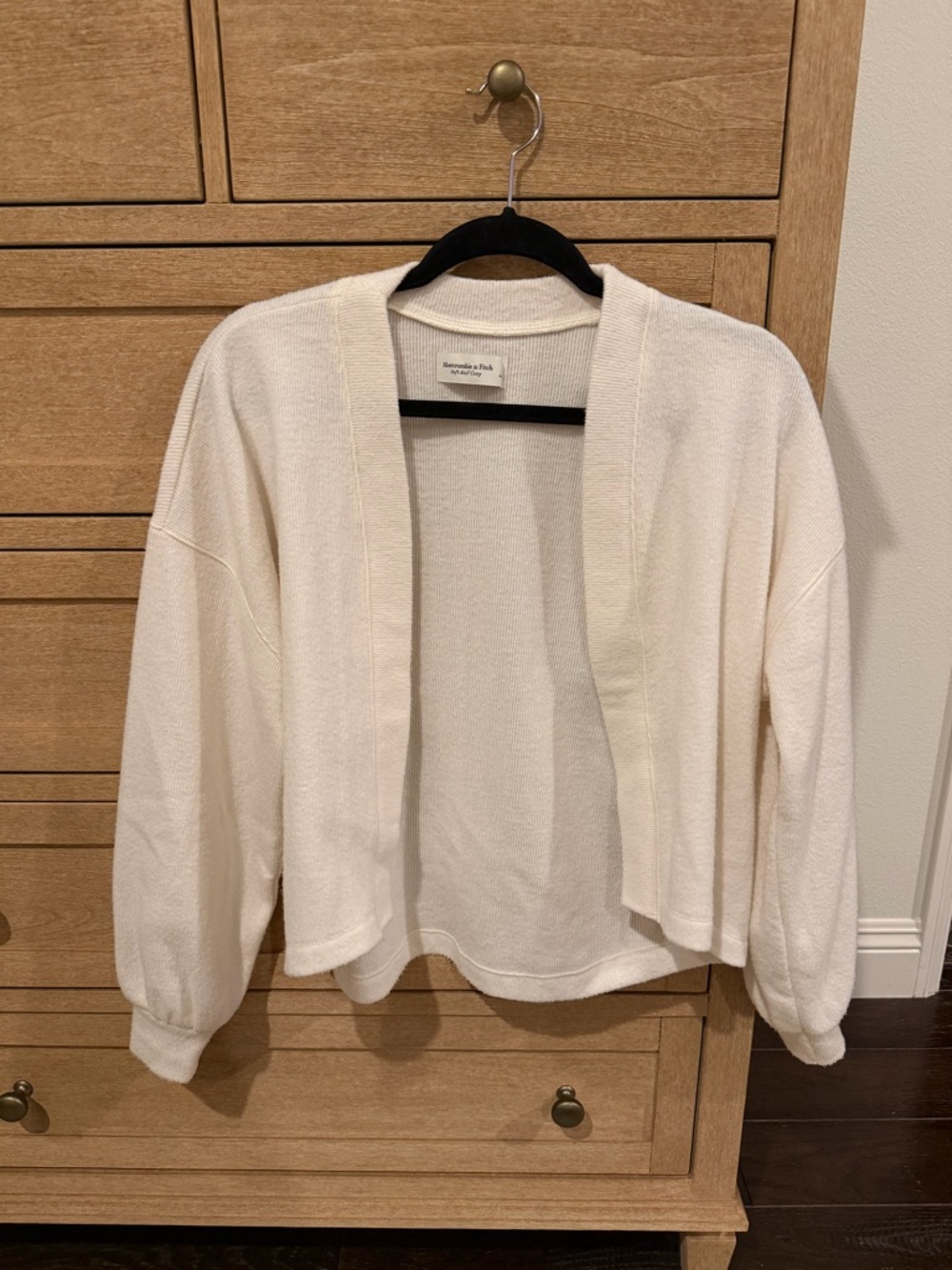 Abercrombie & Fitch Cream Open-Front Knit Cardigan
